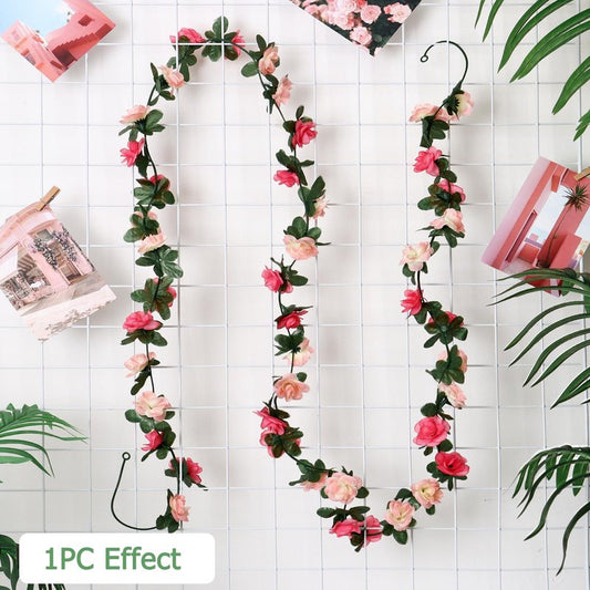 KHOYIME 9 Pack 72 FT Artificial Flower Garland, Fake Pink Roses Vines Silk Flowers Faux Plastic Outdoor Hanging Floral Ivy Garland Decorations for Wedding Arch Bedroom Home Wall Backdrop Room Decor