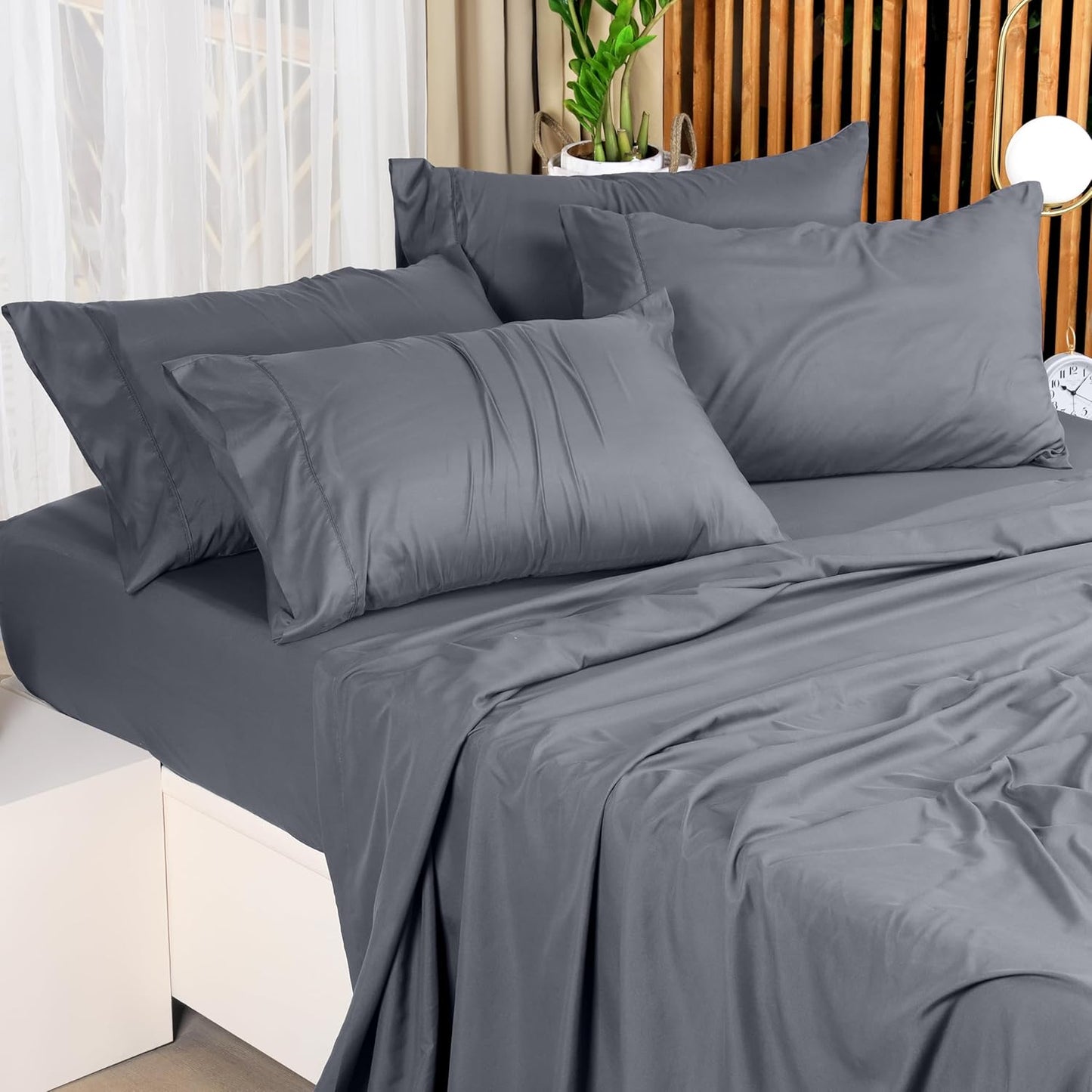 Utopia Bedding Queen Bed Sheets Set - Soft Brushed Microfiber | Fade & Shrink Resistant - Grey