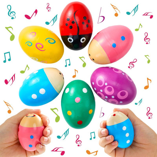 JOYIN 6 Packs Easter Wooden Egg Shakers Maracas Percussion Musical for Easter Basket Stuffer Filler, Classroom Prize Supplies, Musical Instrument for Kids, Easter Hunt