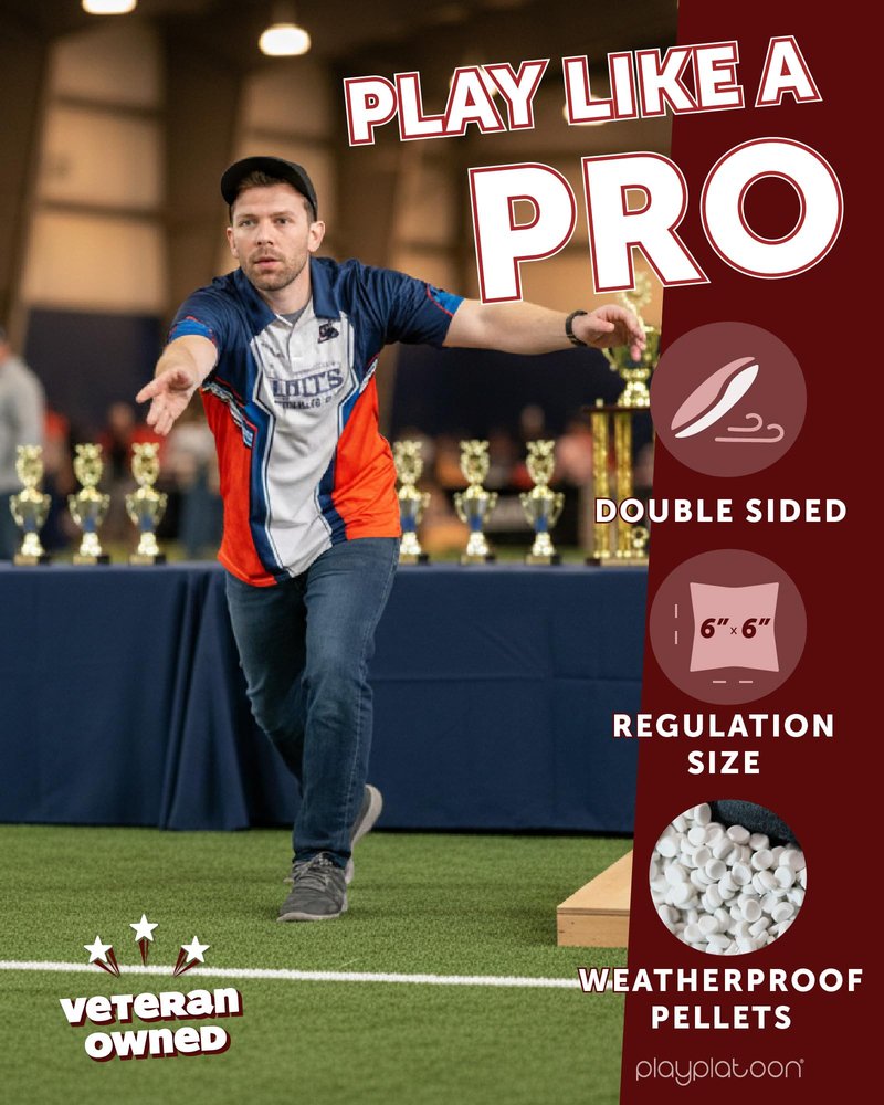 Play Platoon Pro Cornhole Bags Set of 8 - Professional Dual Sided Slick and Sticky Side Competition Corn Hole Bags - Tournament Series 4 Pink & 4 Orange (Oceanside Vibe)