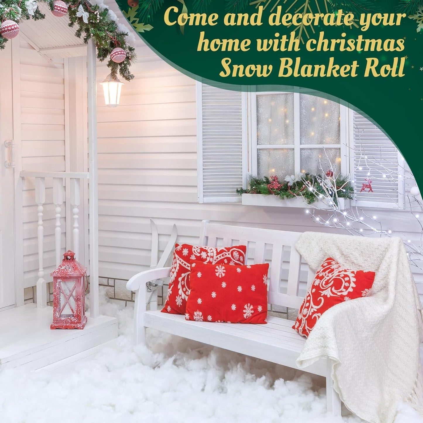 Tudomro Christmas Snow Blanket - 15 Inch x 10 Ft Fluffy Faux Snow Roll for Holiday Decor