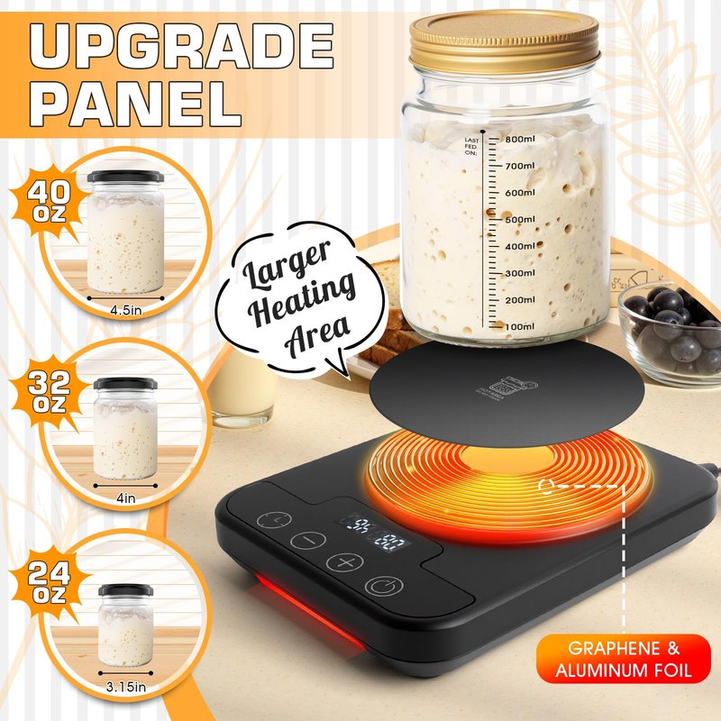 Upgraded Sourdough Starter Warmer, Precise 1°F Thermostat Control (70-100°F) Sourdough Warming Mat