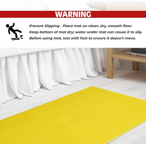 Cotton Paradise Non-Slip Bath Mat - 100% Cotton, Soft & Absorbent, 17x24 Inch, Quick Dry - Yellow