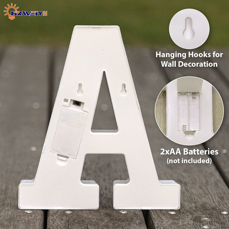 HXWEIYE Light Up Letters A, LED Marquee Letters Lights Sign 26 Alphabet and 10 Number Big Light Letter for Party Birthday Bar Battery Powered Christmas Decor Letter Lights (Warm White)