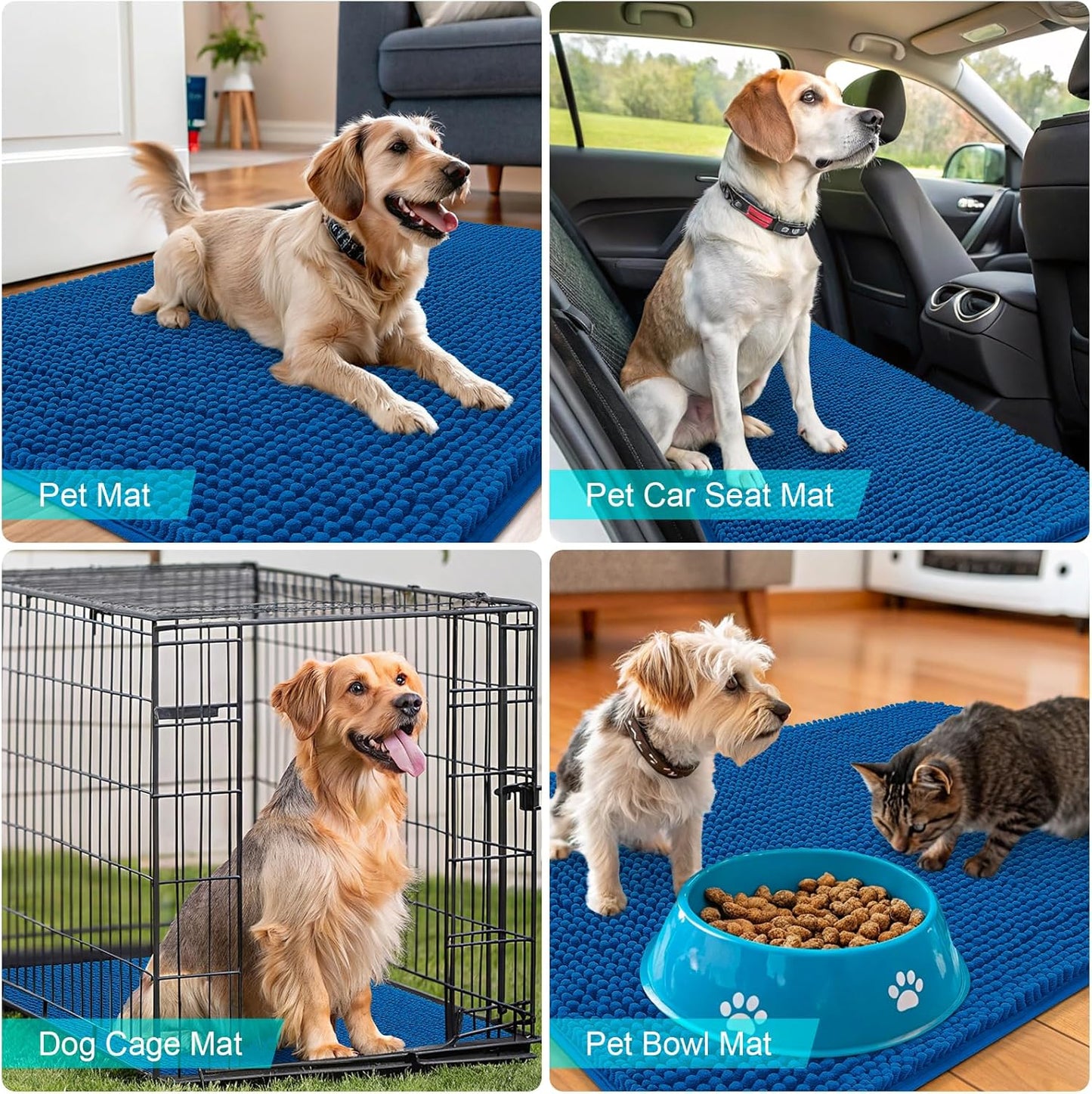 OLANLY Dog Door Mat - Absorbent Non-Slip Washable Doormat for Muddy Paws | 24x16 Deep Navy Blue