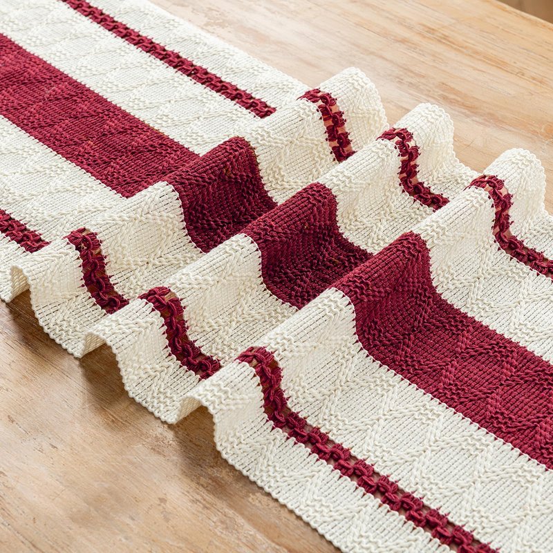 Fancy Homi Burgundy Table Runner 72 Inches Long Boho Macrame Christmas Table Runner for Home Decor, Farmhouse Table Runners with Tassels for Party Rustic Bridal Shower Dining Decor 12x72 Inches