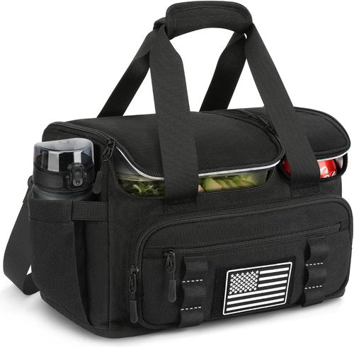 ETRONIK Tactical Lunch Bag - 15L Insulated Cooler with Hot/Cold Compartments | Fits 3 Meals + Snacks, Black