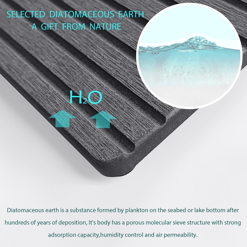 NiuYichee 2 PCS Water Absorbent diatomite Coasters, 10.2" x 4" Water Absorbing Stone Tray for Sink, Stone Drying mat for Kitchen Counter, Stone soap Tray Used for Hand Soaps & toiletries & Plants