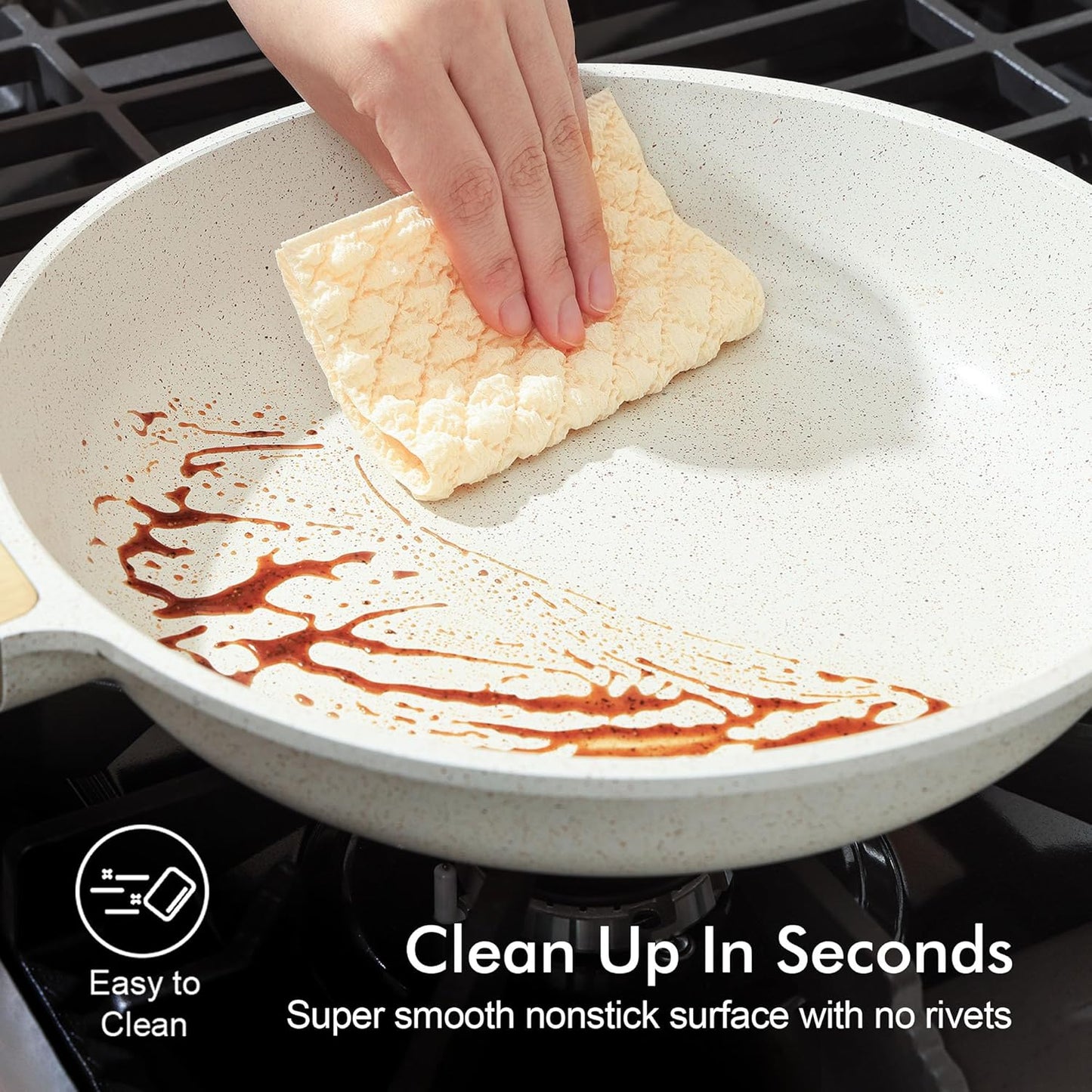 SENSARTE Nonstick Ceramic Frying Pan - 8-Inch Healthy Omelet Skillet, PFAS-Free & Induction Compatible, White (Pack of 2)