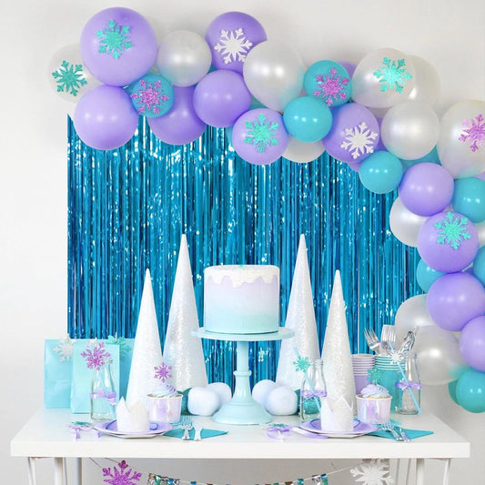 Voircoloria 3 Pack 3.3 x 8.2 ft Retro Blue Foil Fringe Backdrop Curtains, Tinsel Streamers Party Decorations, Fringe Backdrop, Door Shimmer for Retro Theme Party