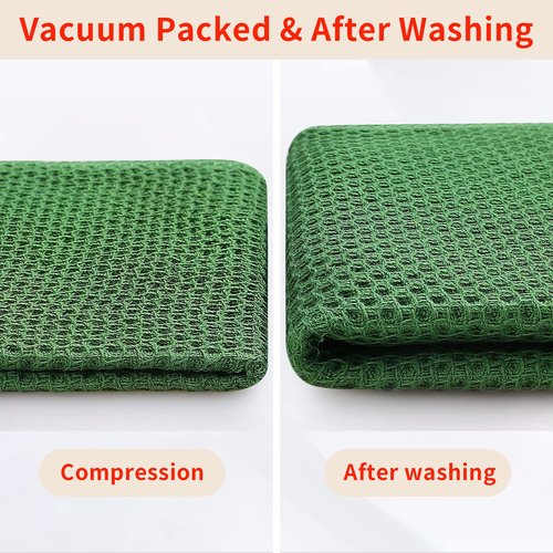 Homaxy 100% Cotton Waffle Weave Kitchen Dish Towels, Ultra Soft Absorbent Quick Drying Cleaning Towel, 13 x 28 Inches, 4-Pack, Grass Green