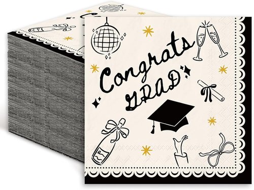 FYSUIMU Graduation Cocktail Napkins - 50 Pcs 3-Ply Disposable Congrats Grad Party Supplies