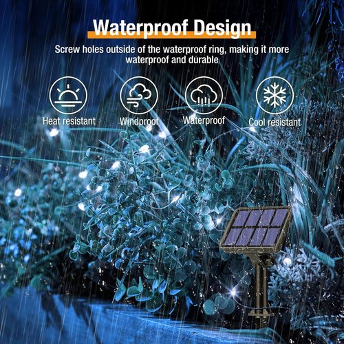 BTFarm Solar String Lights - 320 LED 132FT Waterproof Fairy Lights with 8 Modes | Cool White Copper Wire for Garden & Wedding Decor