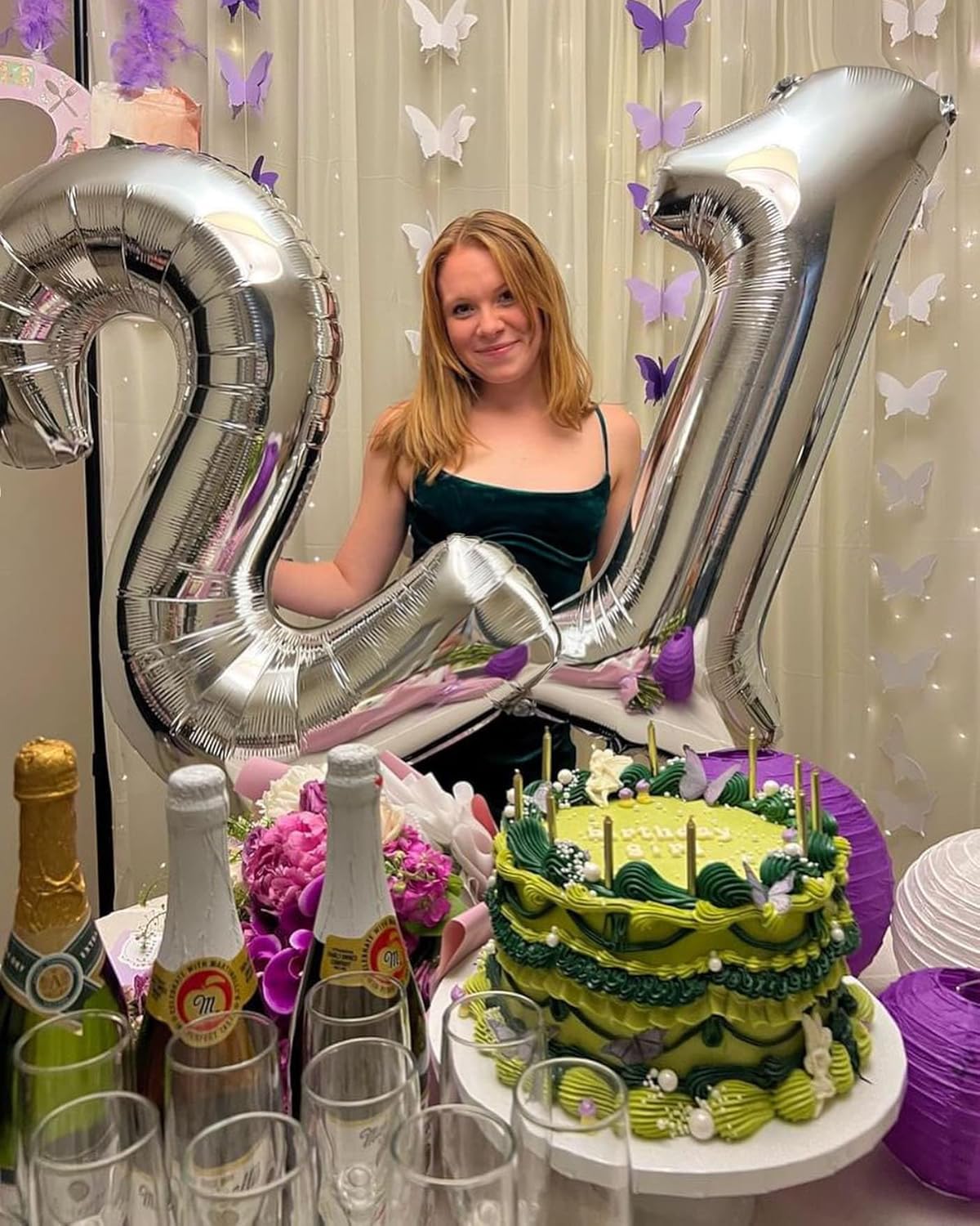 Skiennix 21 Balloon Number - 40 Inch Silver Birthday Decoration for 21st Anniversary Celebrations
