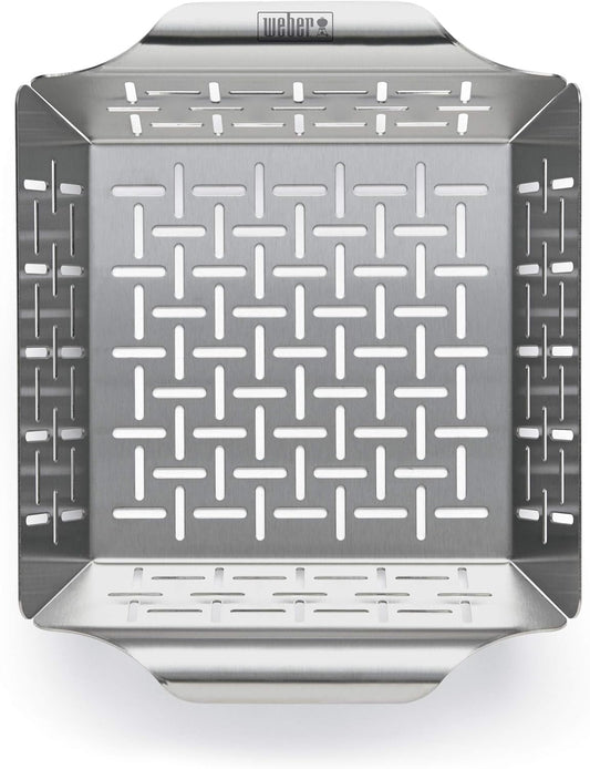 Weber Style Stainless Steel Vegetable Basket - Durable Grill Accessory for Side Dishes, Fits All Grills