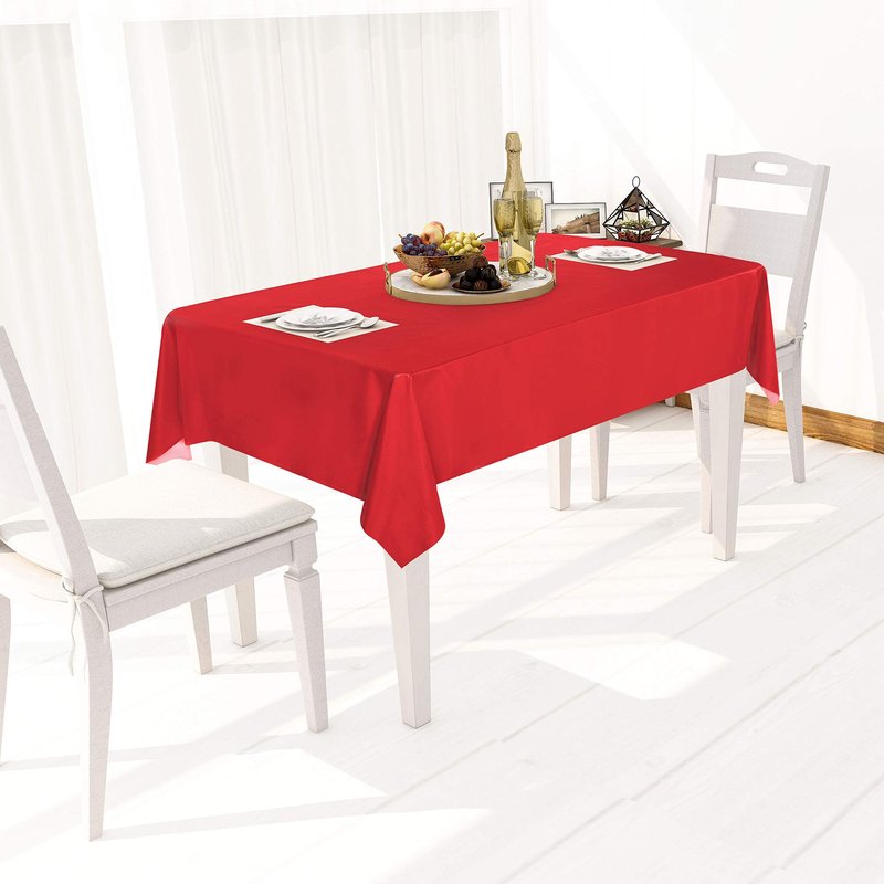 sancua 100% Waterproof Rectangle PVC Tablecloth - 60 x 60 Inch - Oil Proof Spill Proof Vinyl Table Cloth, Wipe Clean Table Cover for Dining Tables, Buffet Parties and Camping, Red