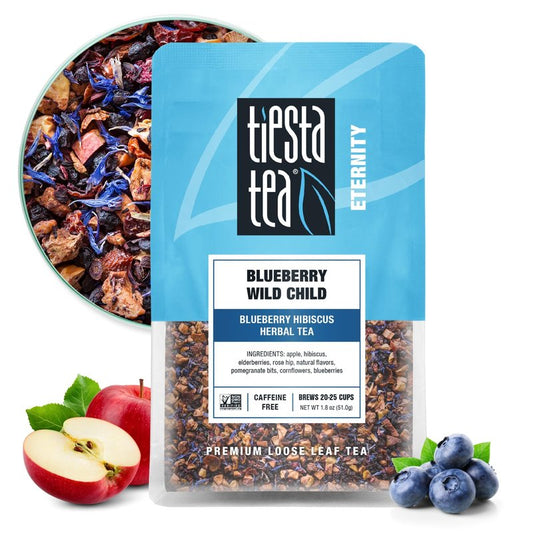 Tiesta Tea Blueberry Wild Child, Mother's Day Loose Leaf, Blueberry Hibiscus Herbal Tea, Premium Non-Caffeinated Fruit Blend, Make Hot or Iced & Brews Up to 25 Cups, 1.8 Ounce Resealable Pouch
