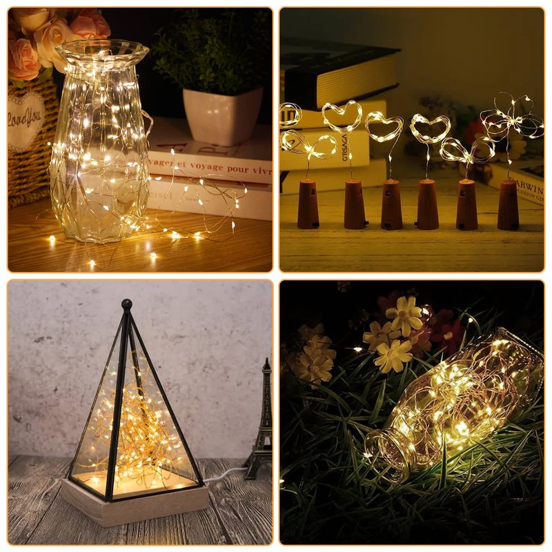 Bexdir 12 Pack Fairy Lights with Batteries,7ft 20 LED Waterproof Silver Wire String Lights, Firefly Starry Lights for DIY Mason Jars Wedding Table Centerpieces Party & Bedroom Decor (Warm White)