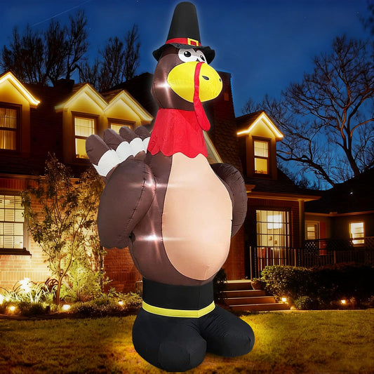 [ Colorful Rotating Lights ] TURNMEON 6 Ft Tall Thanksgiving Inflatable Turkey Outdoor Decoration LED Lighted Blow Up Yard Decor Fall Thanksgiving Decorations Outside Holiday Yard Lawn Garden Autumn
