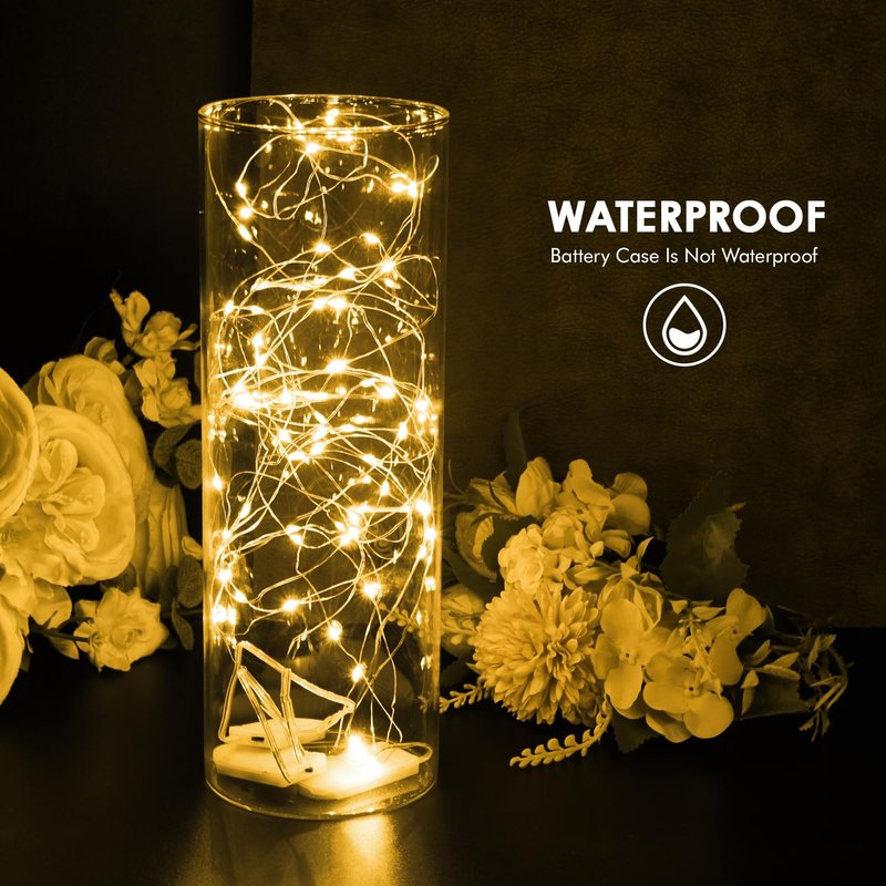 Bexdir 12 Pack Fairy Lights with Batteries,7ft 20 LED Waterproof Silver Wire String Lights, Firefly Starry Lights for DIY Mason Jars Wedding Table Centerpieces Party & Bedroom Decor (Warm White)