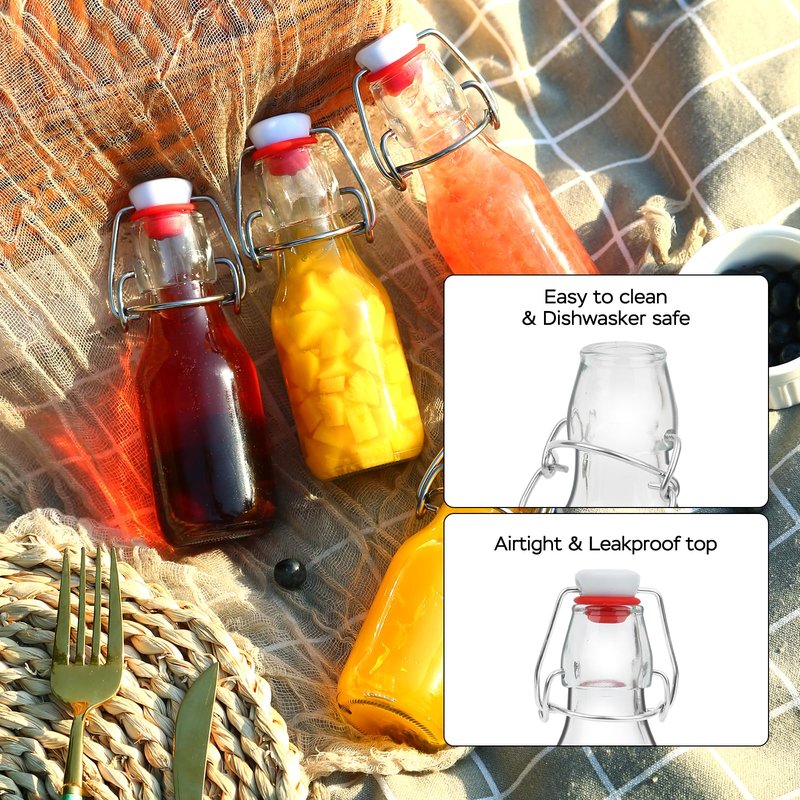 ZEBEIYU 12 Pack 4 oz Swing Top Glass Bottles,Flip Top Glass bottles with airtight Caps for Home Brewing Beer,Kombucha,2nd Fermentation,Kefir,Beverages,Soda,Oils,Vinegar,Limoncello,Vanilla extract