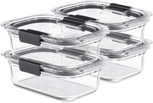 Rubbermaid Brilliance Glass Food Storage Containers - 3.2 Cup, BPA-Free, Leak-Proof, Set of 4