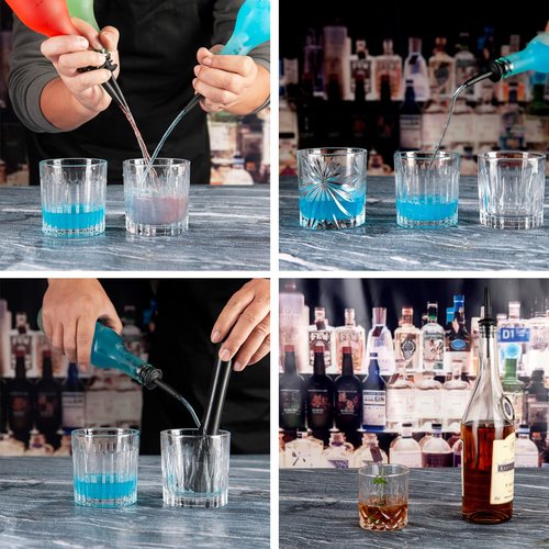 JNWINOG 12 Pack Stainless Steel Bottle Pourers with Dust Caps, Matte Black Bar Accessories (Matte Black, 12 Pack)
