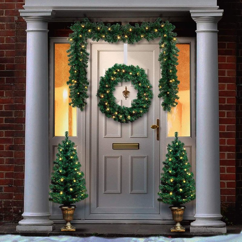 HiGift 2 Pack White Wreath Hanger for Front Door, Long Metal Over The Door Hook for Christmas and Party Wreath Making Decoration, Hanging Clothing, Towels, Wreaths, Bags, 15"