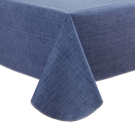Pioggia Vinyl Tablecloth with Flannel Backing Rectangle Waterproof Oil-Proof Plastic Table Cloth Wipeable PVC Table Cover for Indoor and Outdoor (Blue, 60 x 84 Inch)