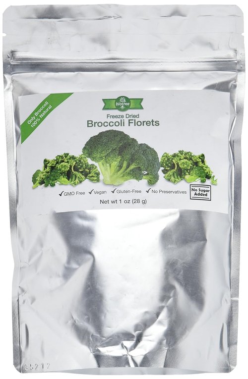 Freeze-Dried Broccoli Florets - 1 oz All-Natural Healthy Snack for Hiking & Cooking