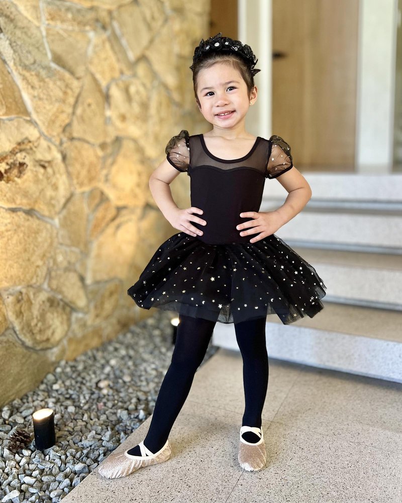 Stelle Girls' Ultra Soft Pro Dance Tight/Ballet Footed Tight(Toddler/Little Kid/Big Kid),BK+WT,M