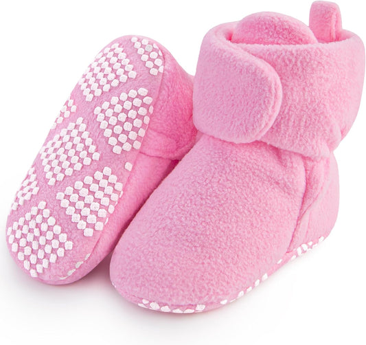 Pro Goleem Fleece Baby Booties - Warm Cozy Slippers with Non-Slip Design | Easy to Put On, Unisex Newborn Gift