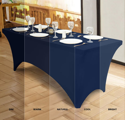 Utopia Kitchen Spandex Tablecloth 10 Pack [6FT, Navy Blue] Tight, Fitted, Washable and Wrinkle Resistant Stretch Table Cloth Rectangle Cover for Trade Show, Weddings & Parties [72Lx30Wx30H Inch]