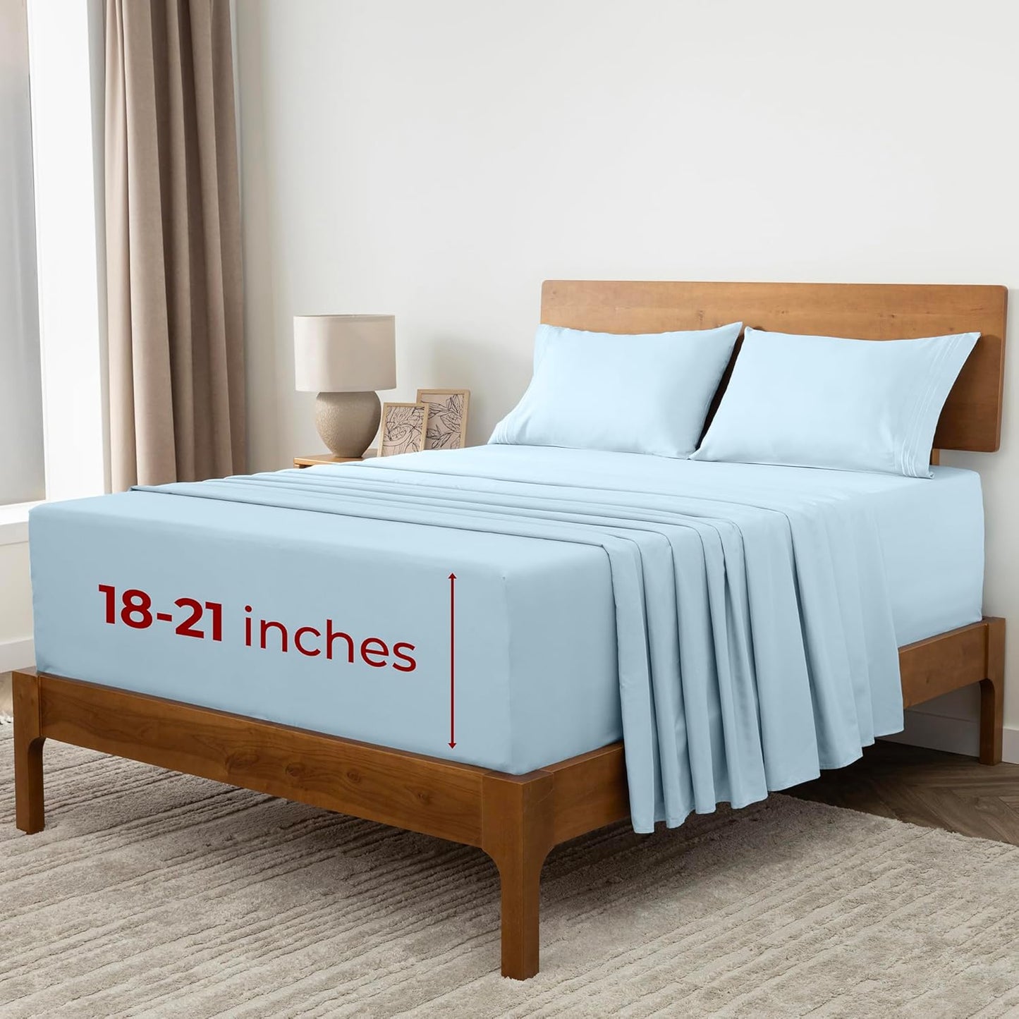 Mellanni Extra Deep King Sheets - Ultra Soft Cooling Bedding - Hotel Luxury, Wrinkle & Stain Resistant (King, Aqua)