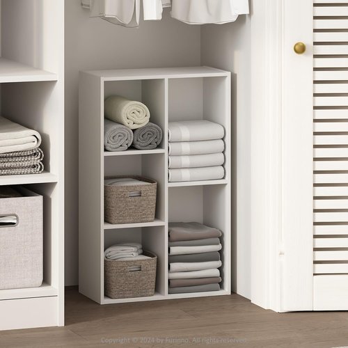 Furinno 5-Cube Closet Organizer - Reversible Storage Shelves for Bedroom | White, 9.4 x 19.5 x 31.5