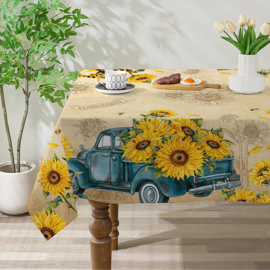 cusugbaso Sunflower Tablecloth 60x120 Inch Rectangle, Yellow Sunflower Decorations for Home, Spring and Summer Table Cloth Rectangle Water Resistant for Table, Party Decorations