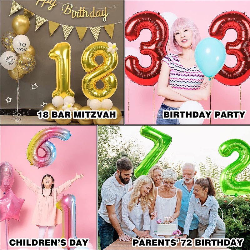 Smlpuame 40 inch Number Balloon 0-9 Black Large Number 19 Balloons,Digital Balloons for Birthday Party Celebration Decorations Supplies, Helium Foil Number Balloons for Wedding Anniversary