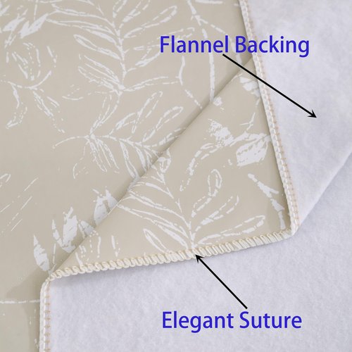 Heavy Duty Vinyl Tablecloth with Flannel Backing Waterproof Oil-Proof Plastic Table Cloth Stain-Resistant Wipeable Rectangle or Square Table Cover for Indoor and Outdoor (Beige Leaf，60x102 Inch)