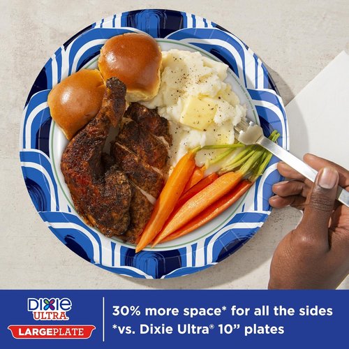 Dixie Ultra Large Paper Plates - 11 Inch, Heavy Duty & Microwave-Safe | 25 Count, Soak-Proof & Cut Resistant
