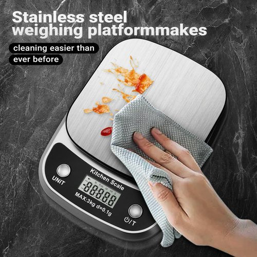 GRAM PRES Food Kitchen Scale Digital Weight Grams and Oz，Professional Small Digital Kitchen Food Scales 3kg/0.1g for Weight Loss