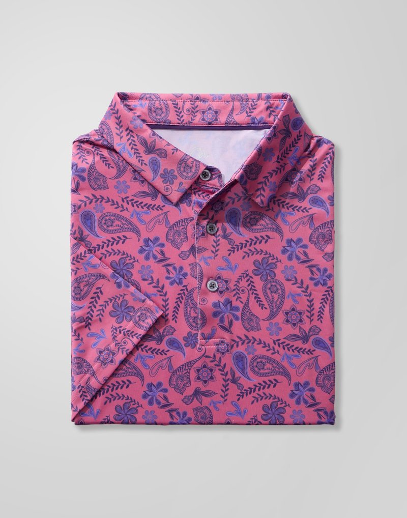 Obla Mens Golf Polo Shirts Short Sleeve Dry Fit Performance Moisture Wicking Casual Print Collared Golf Shirts for Men(Blue Paisley_4XL)