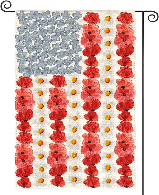 AVOIN Colorlife Myosotis Poppy Garden Flag - 12x18 Inch Double-Sided Patriotic Outdoor Decor