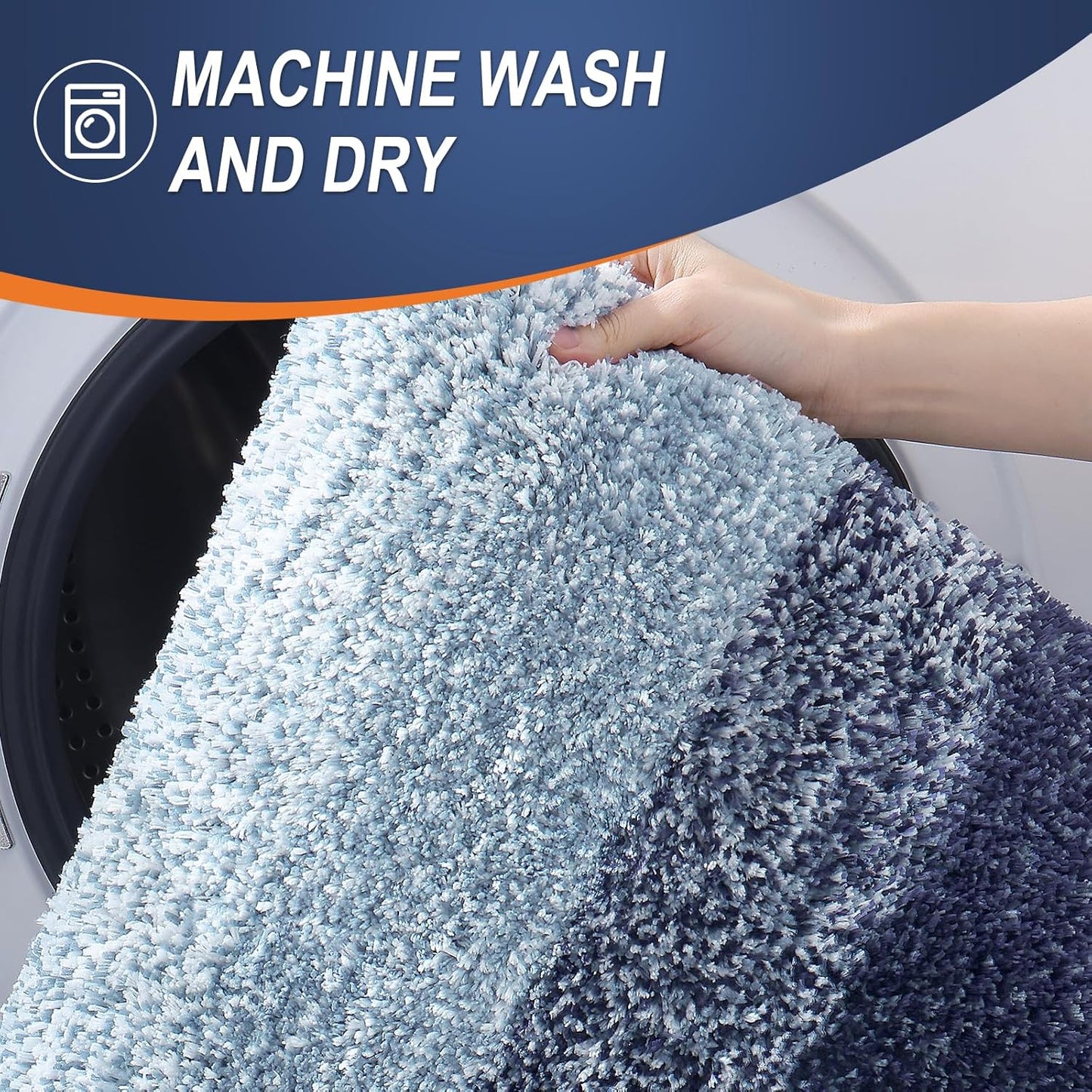 OLANLY Large Bath Rugs - Extra Soft Microfiber, Quick Dry & Washable | 54x24, Airy Blue