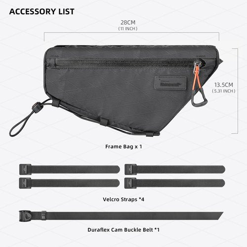 Rhinowalk Bicycle Front Frame Bag Waterproof Bicycle Bag 1.7L Cycling Accessories Nylon Pack Pouch for MTB Road Bike Cycling Commuting and Outdoor Adventures
