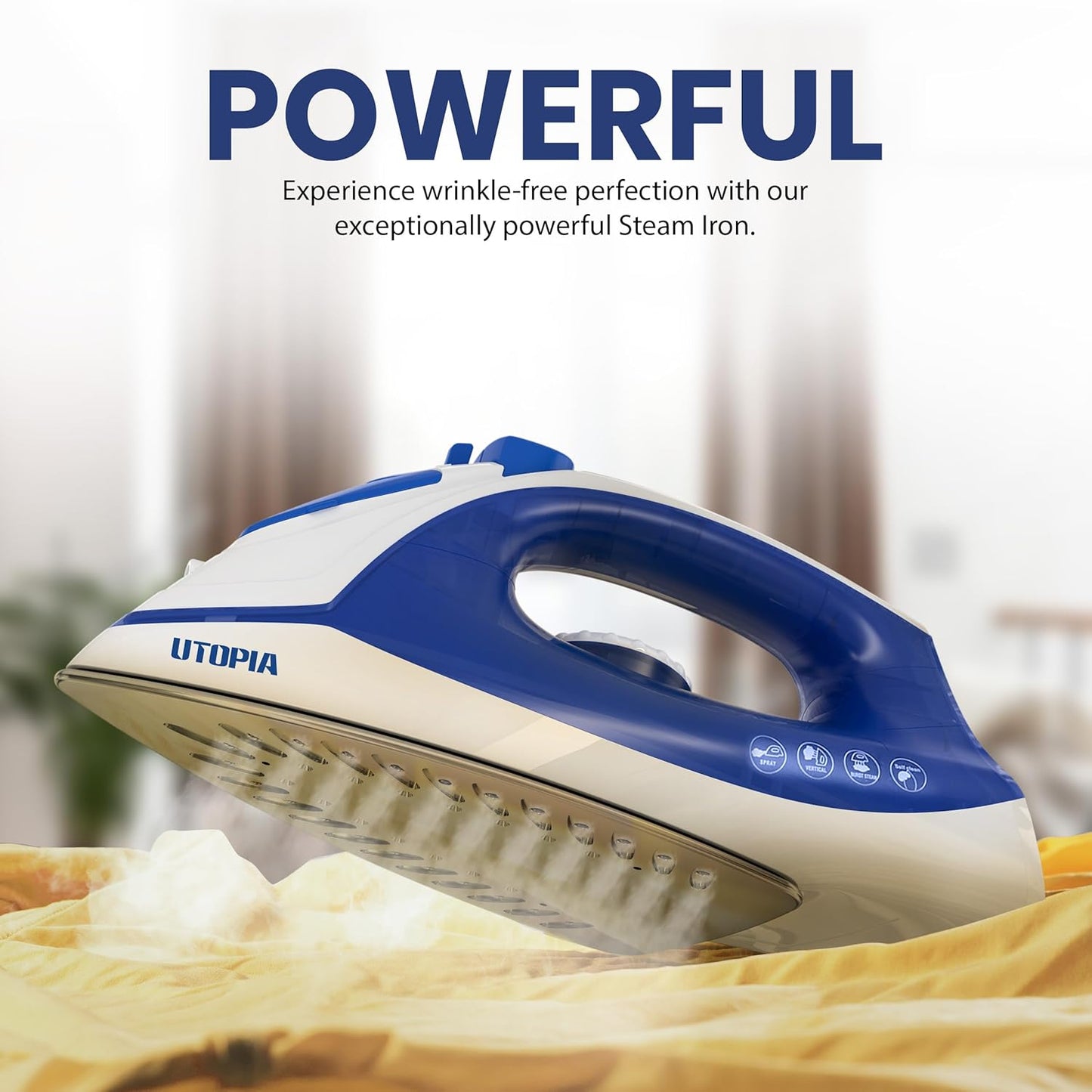 Utopia Home Steam Iron - 1200W Non-Stick Soleplate Clothes Iron | 2.3m Cord, Adjustable Thermostat, Safety Features