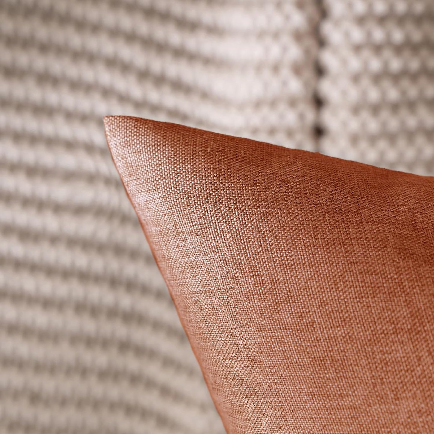 MIULEE Decorative Outdoor Throw Pillow Covers - Waterproof Faux Linen Cushions | 24x24 Inch Rust - Perfect for Summer Patio & Garden