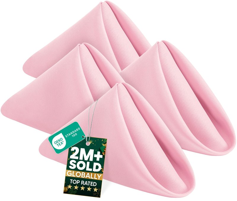 Utopia Home Pink Cloth Napkins (144 Pack, 20x20 Inches), Ideal Dinner Napkins for Party, Wedding and Lunch/Dinner