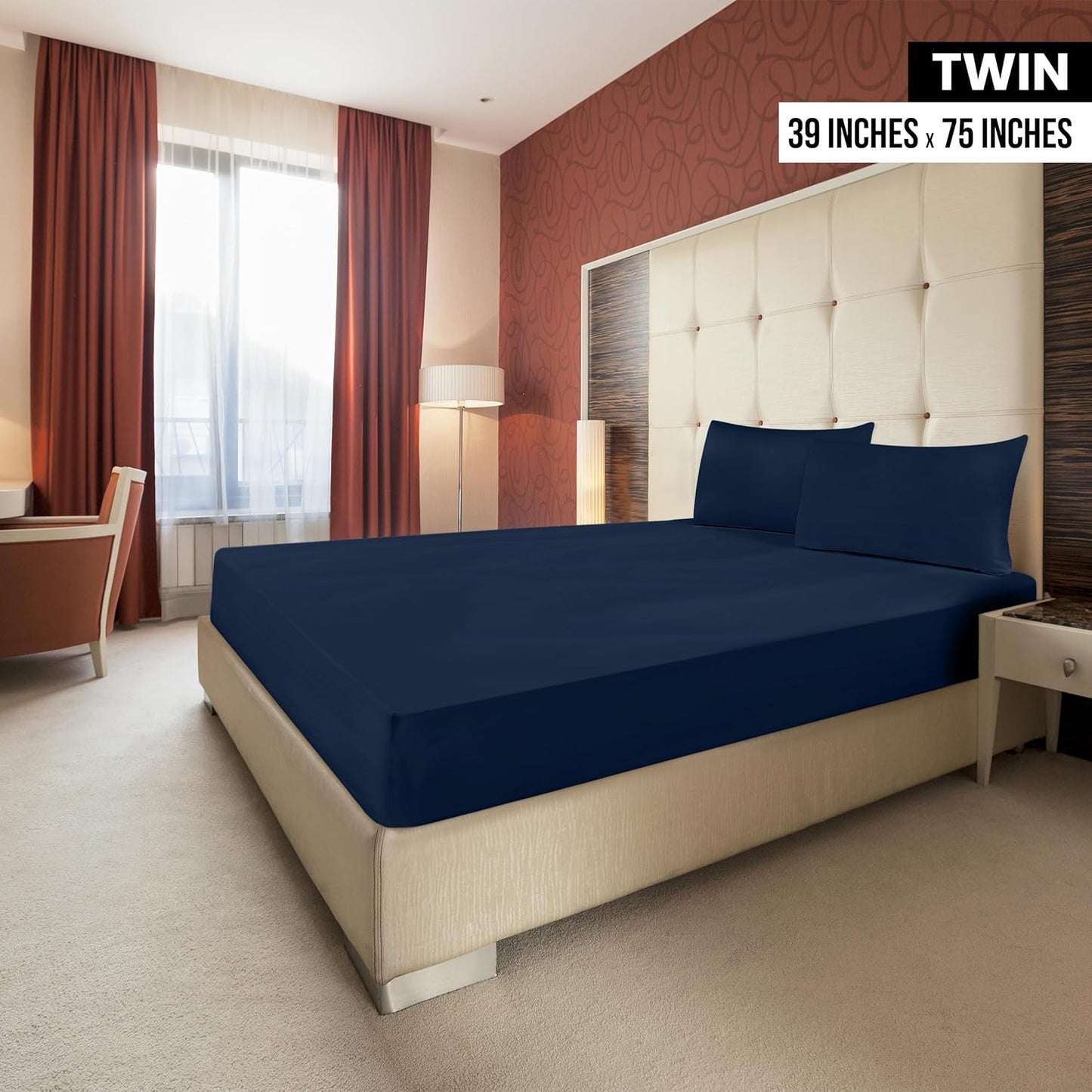 Utopia Bedding Twin Fitted Sheets - Soft Brushed Microfiber with Deep Pockets - Bulk Pack of 2 | Navy