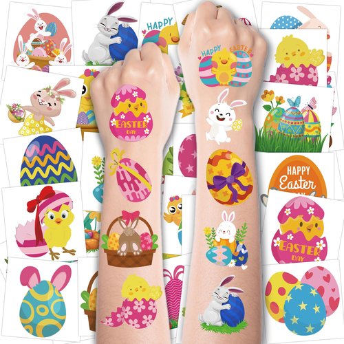 Easter Tattoos for Kids - 80 PCS Easter Basket Stuffers - Egg Fillers Stickers for Boys Girls,Easter Gifts Toys for Teens | Easter Games Crafts Party Favors for Adults,Easter Dresses Outfit Shirts