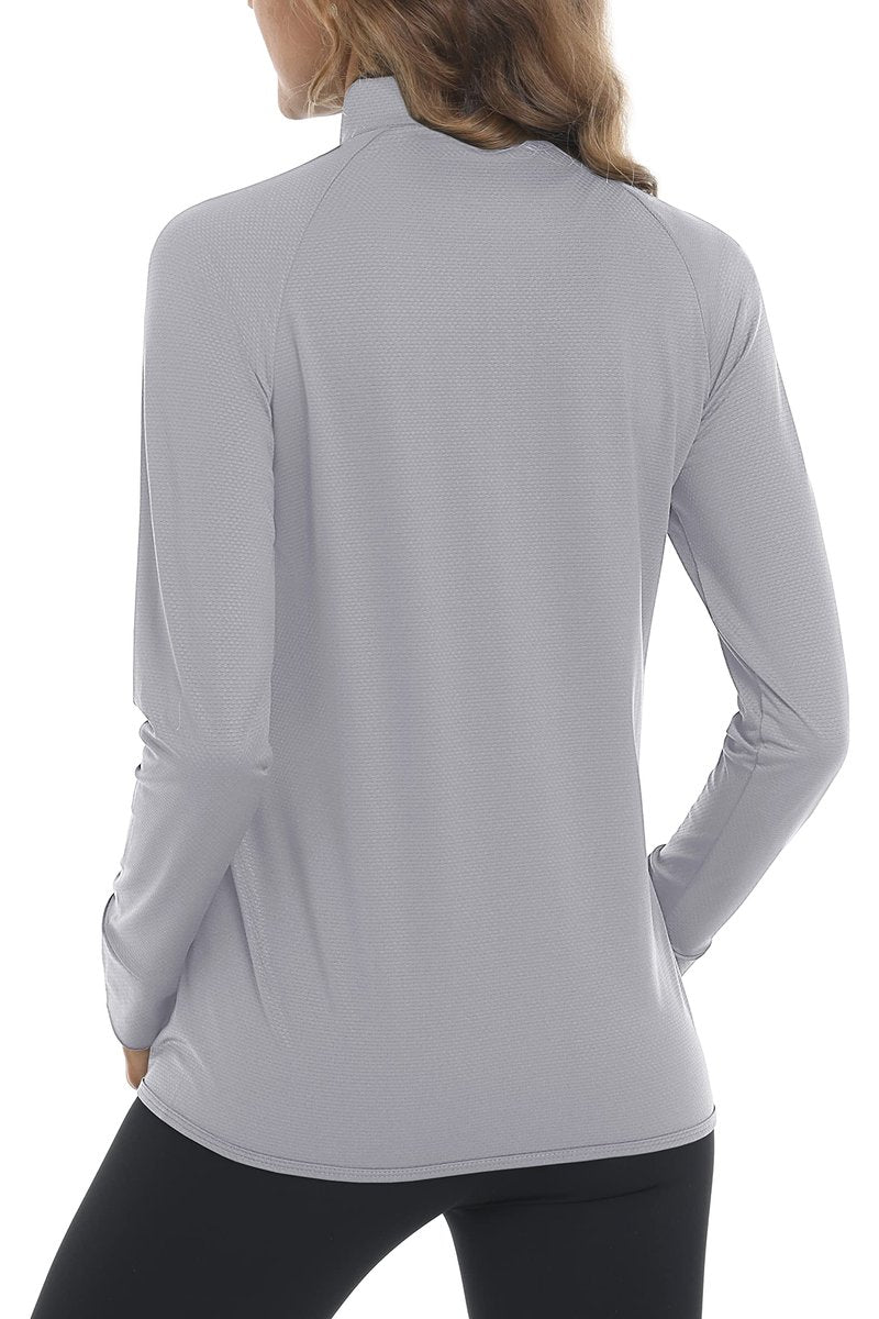 MAGCOMSEN Lightweight Jacket for Women UV Protection Long Sleeve Shirts Quick Dry Running Hiking Shirts Light Grey XL